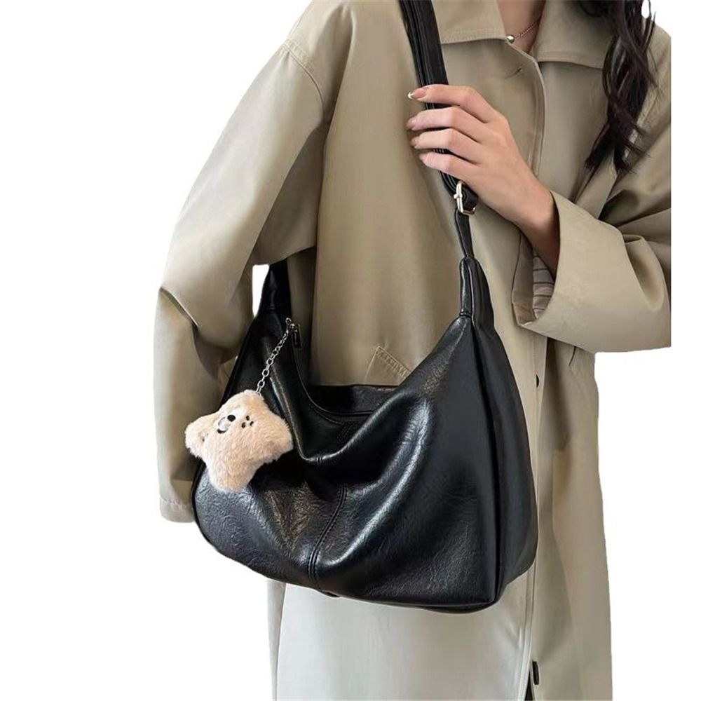 Hobo Bag Slouchy - กระเป๋าสะพายไหล่ทรงหลวมสำหรับผู้หญิง ดีไซน์เนอร์ จุของได้เยอะ สไตล์เรโทร กระเป๋าโท้ททรงโฮโบ หนัง