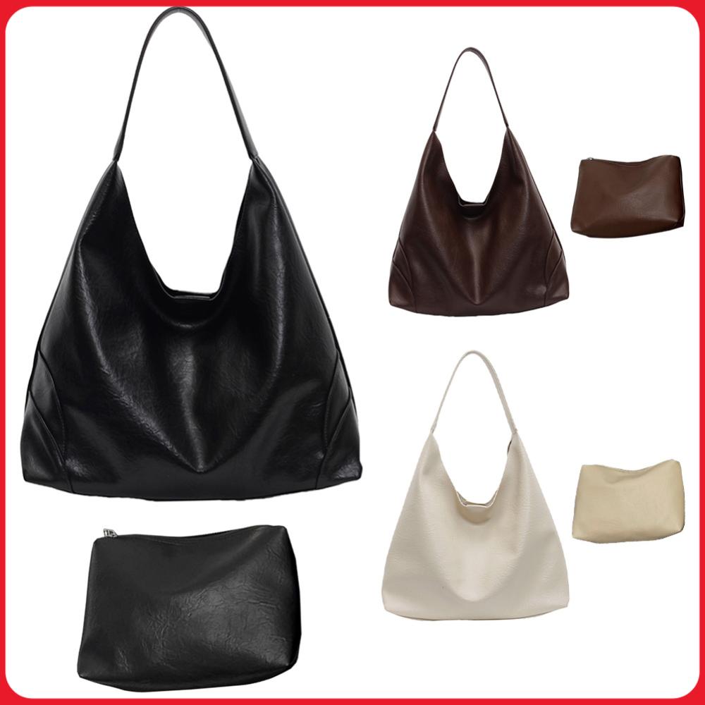 Hobo Bag Slouchy - กระเป๋าโฮโบทรงหลวมสำหรับผู้หญิง กระเป๋าสะพายไหล่หลายช่อง กระเป๋าถือหนัง PU กระเป๋าใต้วงแขนสำหรับทำงานและเดินทาง