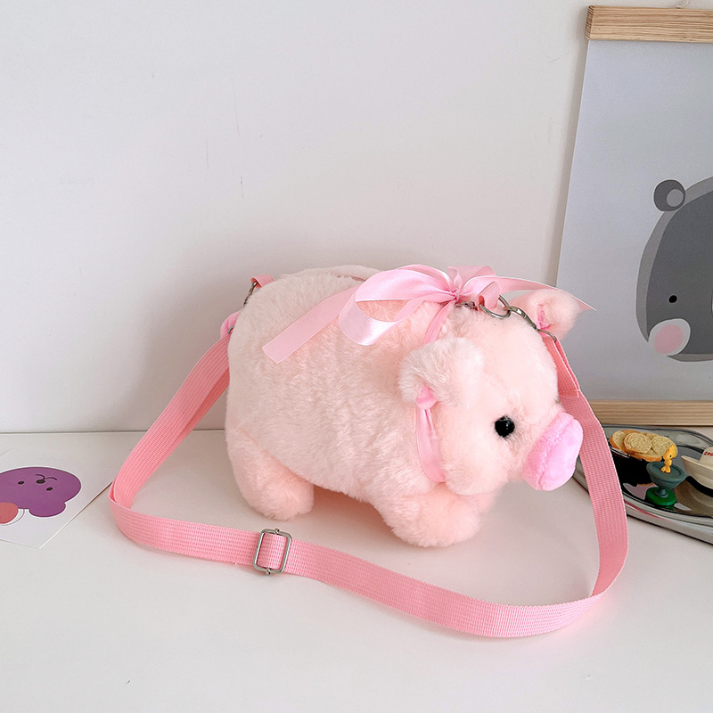 Women Bags H&M - Piglet Plush กระเป๋าสําหรับสาวเกาหลีขนาดใหญ่ความจุ Lady ไหล่กระเป๋าการ์ตูน Ins