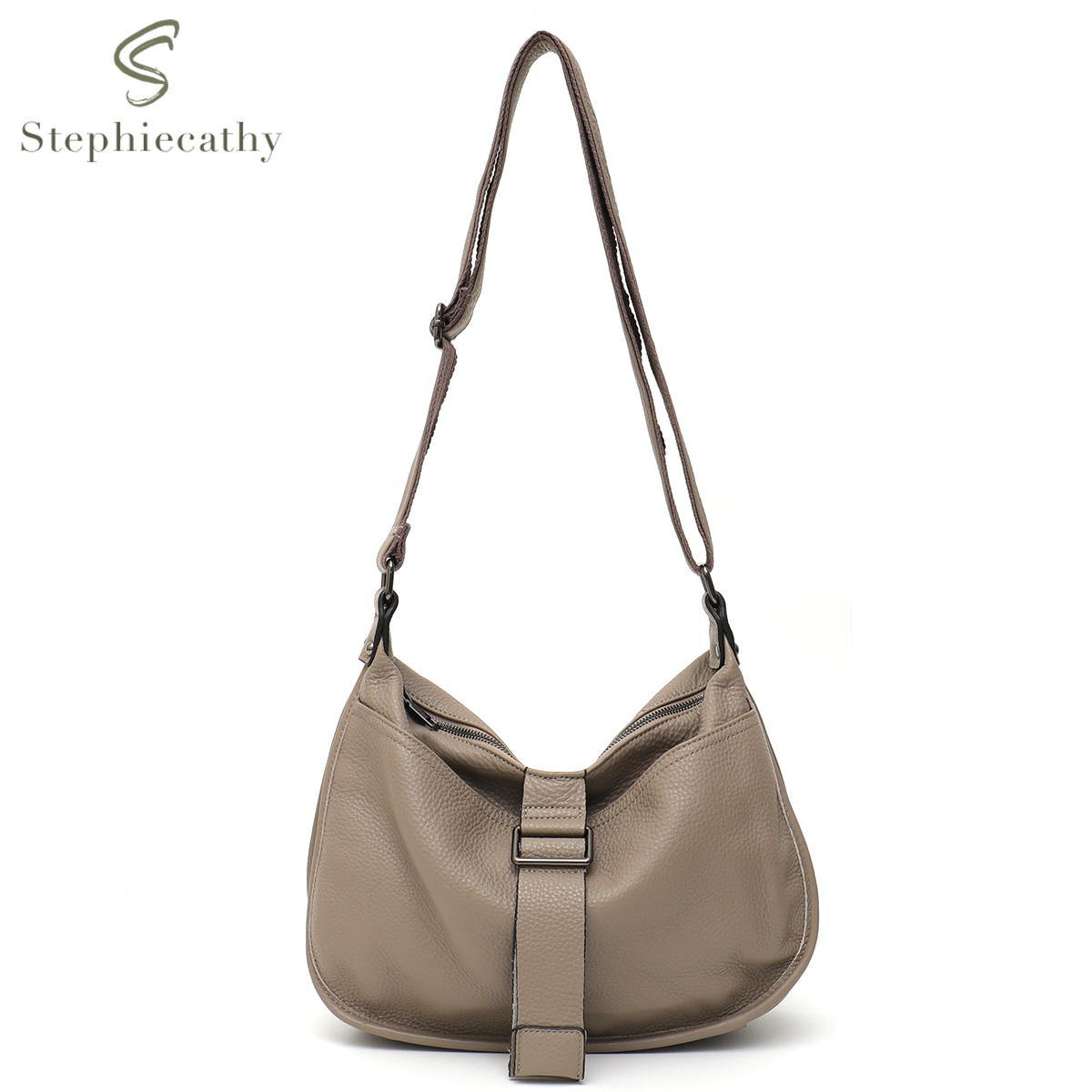 Hobo Bag Slouchy - ผู้หญิงออกแบบสไตล์ของแท้หนังไหล่กระเป๋ากระเป๋า Casual Daily Slouchy Preppy Chic