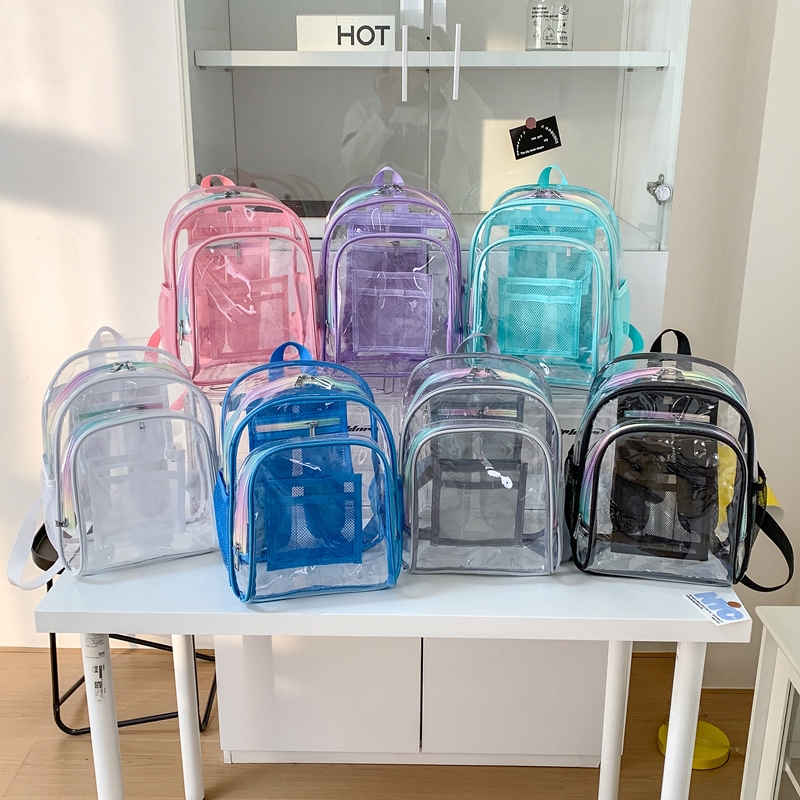 Women Bags In Sale - กระเป๋าเป้ใส PVC ซิปใส ความจุเยอะ ขายดี กระเป๋าอเนกประสงค์สำหรับนักเรียน