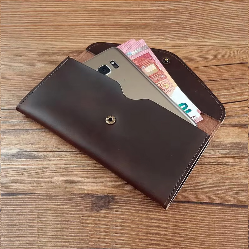 Women Bags Ck - กระเป๋าหนังแท้ทำมือแบบซองจดหมาย กระเป๋าคลัทช์ผู้หญิง หนังวัว ปรับแต่งชื่อได้ ใส่บัตรเดินทาง