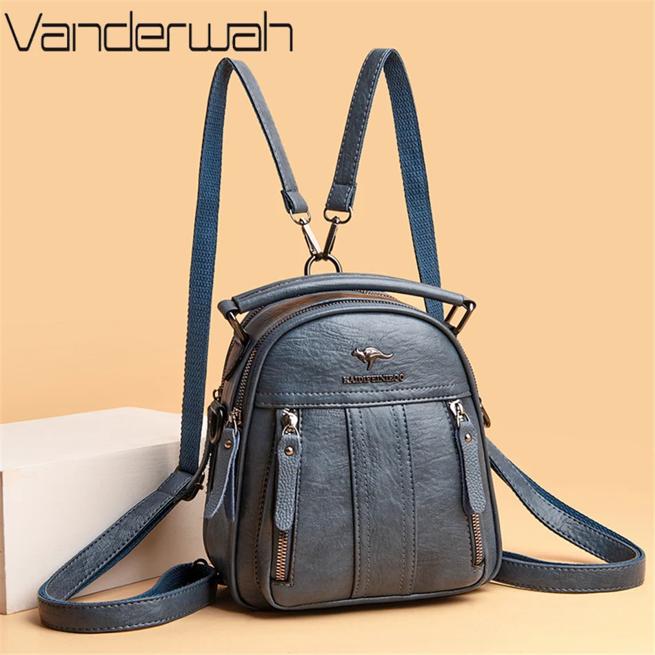 Women Bags In Sale - 4 In 1 หนังกระเป๋าเป้สะพายหลังมัลติฟังก์ชั่หญิงไหล่กระเป๋าแฟชั่นผู้หญิงกระเป๋าเป้สะพายหลังขนาดเล็กกระเป๋าเดินทางสําหรับสาวใหม่ Messenger Sac