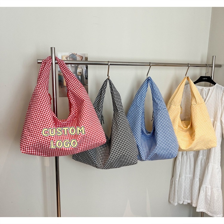 Hobo Bag Slouchy - กระเป๋าถือสะพายไหล่ลายสก็อตพาสเทลแบบสั่งทำได้ กระเป๋าช้อปปิ้งขนาดใหญ่ น้ำหนักเบา กระเป๋าโฮโบ กระเป๋าถือแบบปรับแต่งได้ จำหน่ายจำนวนมาก