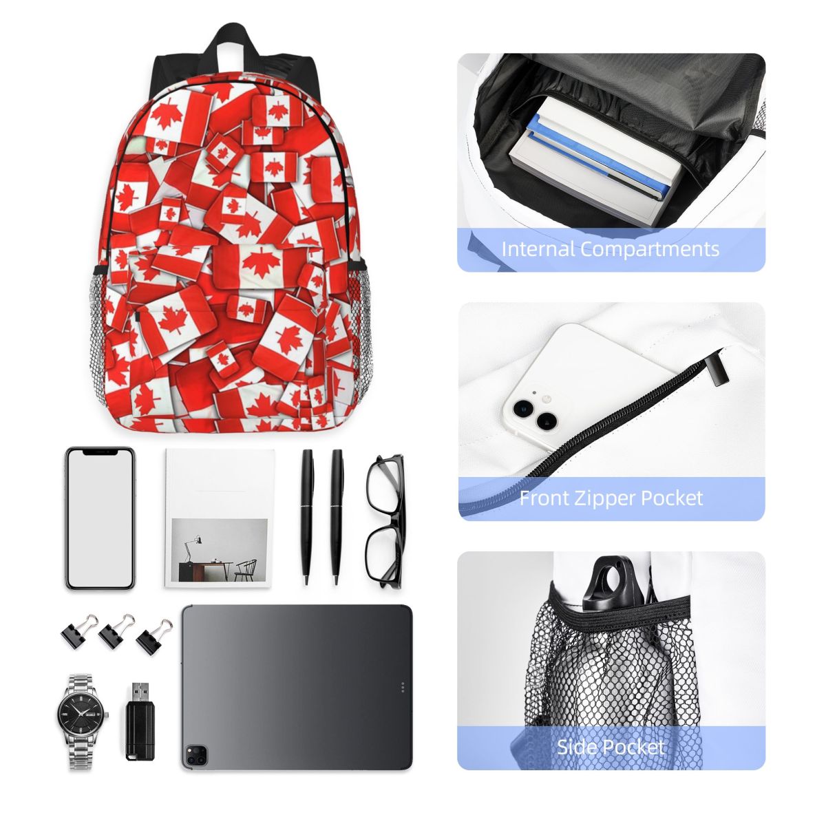 Women Bags Canada Sale - กระเป๋าเป้สะพายหลังลายธงชาติแคนาดาขายร้อนกระเป๋าเป้สะพายหลังความจุขนาดใหญ่กระเป๋าหนังสือสำหรับเด็กชายและเด็กหญิงกระเป๋าสะพายไหล่สำหรับผู้ชายผู้หญิงกระเป๋านักเรียน