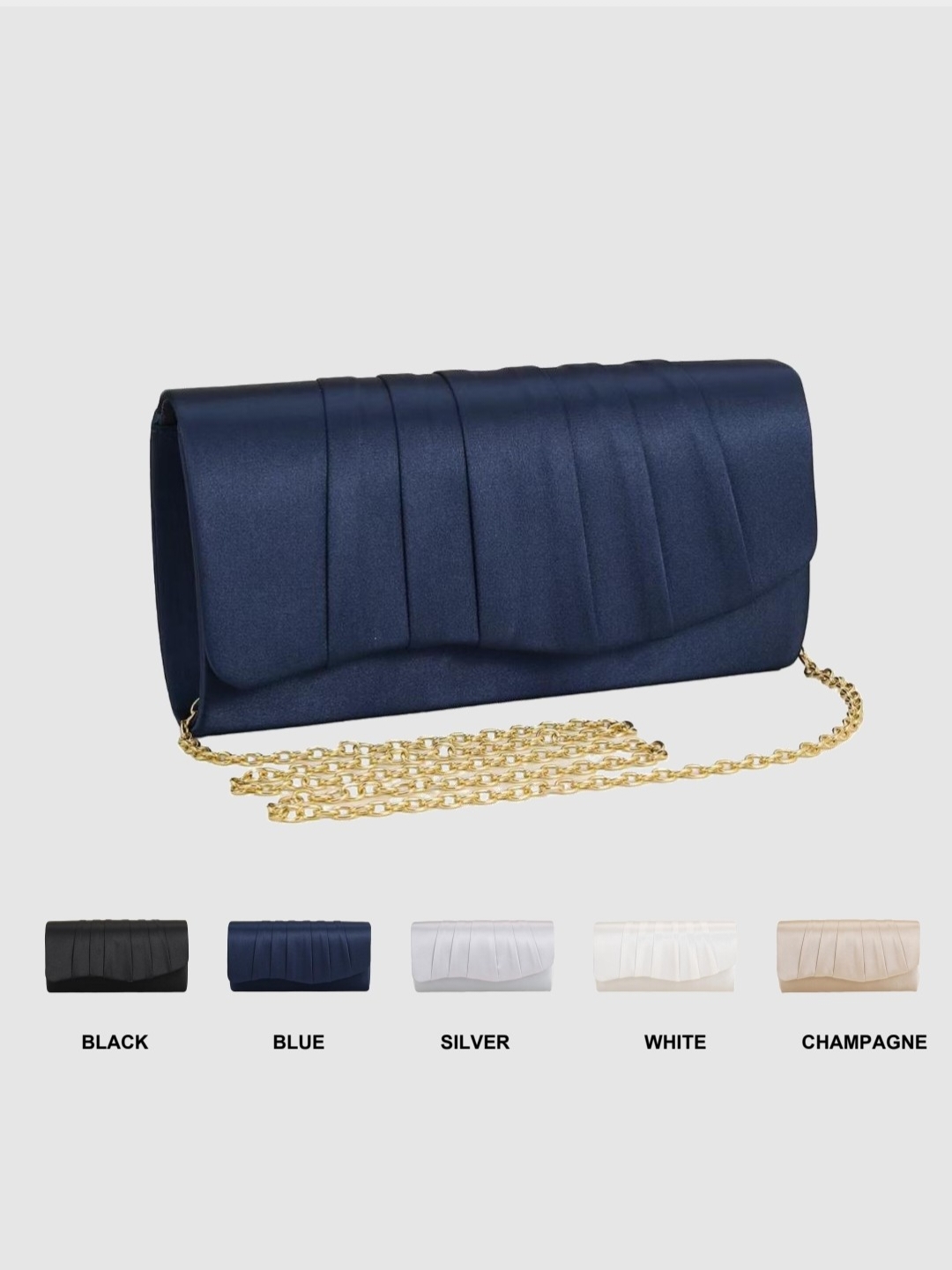 Clutch Bag Evening - กระเป๋าคลัทช์ทรงซองจดหมายสำหรับงานเลี้ยงอาหารค่ำ งานแต่งงาน หรืองานพรอม ดีไซน์หรูหรา สีพื้น ผ้าพลีท