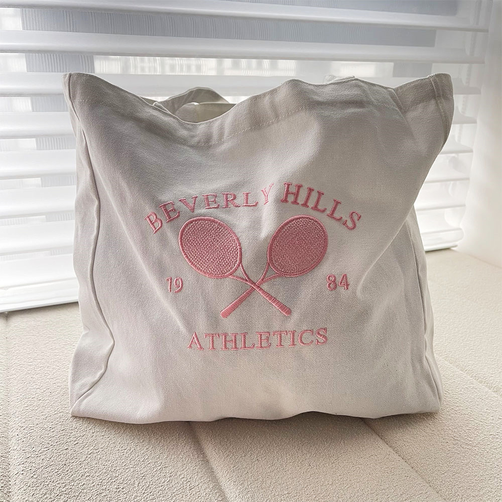 Women Bags Ck - Beverly Hills 1984กรีฑาเทนนิสปักแฟชั่นผู้หญิงผ้าใบกระเป๋าสไตล์วินเทจความงามกระเป๋าถือกระเป๋าถือ