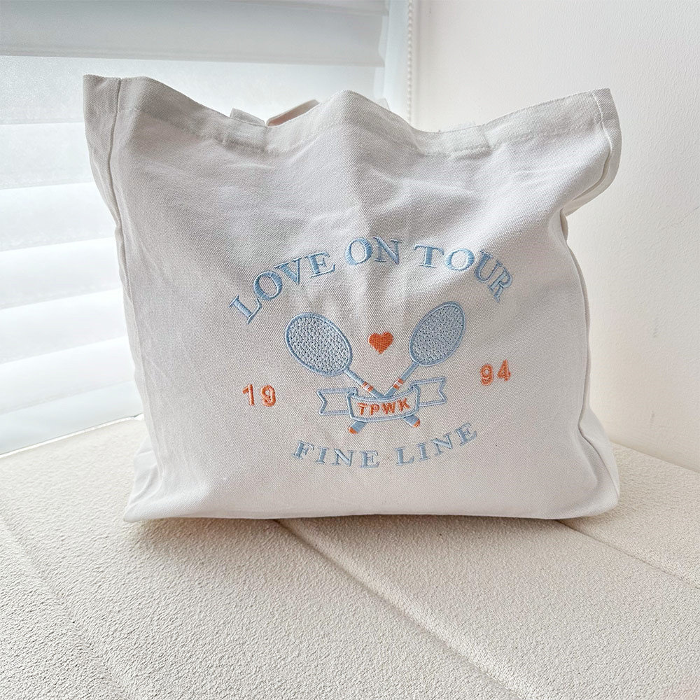 Women Bags Ck - Love On Tour กระเป๋าผ้าใบผู้หญิง1994ใบ, กระเป๋าช้อปปิ้งสไตล์วินเทจกระเป๋าสะพายไหล่สำหรับผู้หญิงกระเป๋าผ้าฝ้ายใช้ซ้ำได้