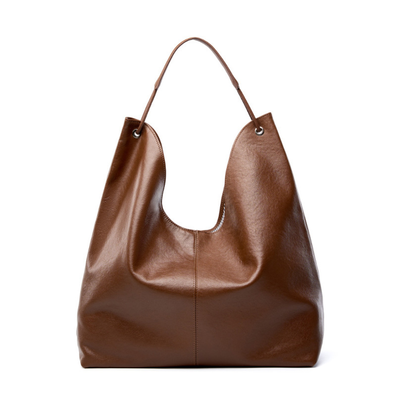 Hobo Bag Slouchy - กระเป๋าถือหนังแท้สุดหรูทรงโฮโบขนาดใหญ่สำหรับผู้หญิง กระเป๋าสะพายไหล่หนังวัว กระเป๋าช้อปปิ้ง กระเป๋าทำงาน