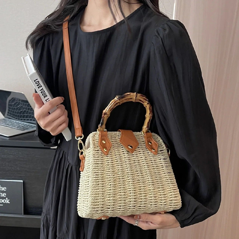 Women Bags Trend 2025 - 2025 Luxury Designerแฟชั่นไม้ไผ่Handทอหวายกระเป๋าถือผู้หญิงวันหยุดชายหาดกระเป๋าแนวโน้มToteไหล่กระเป๋า