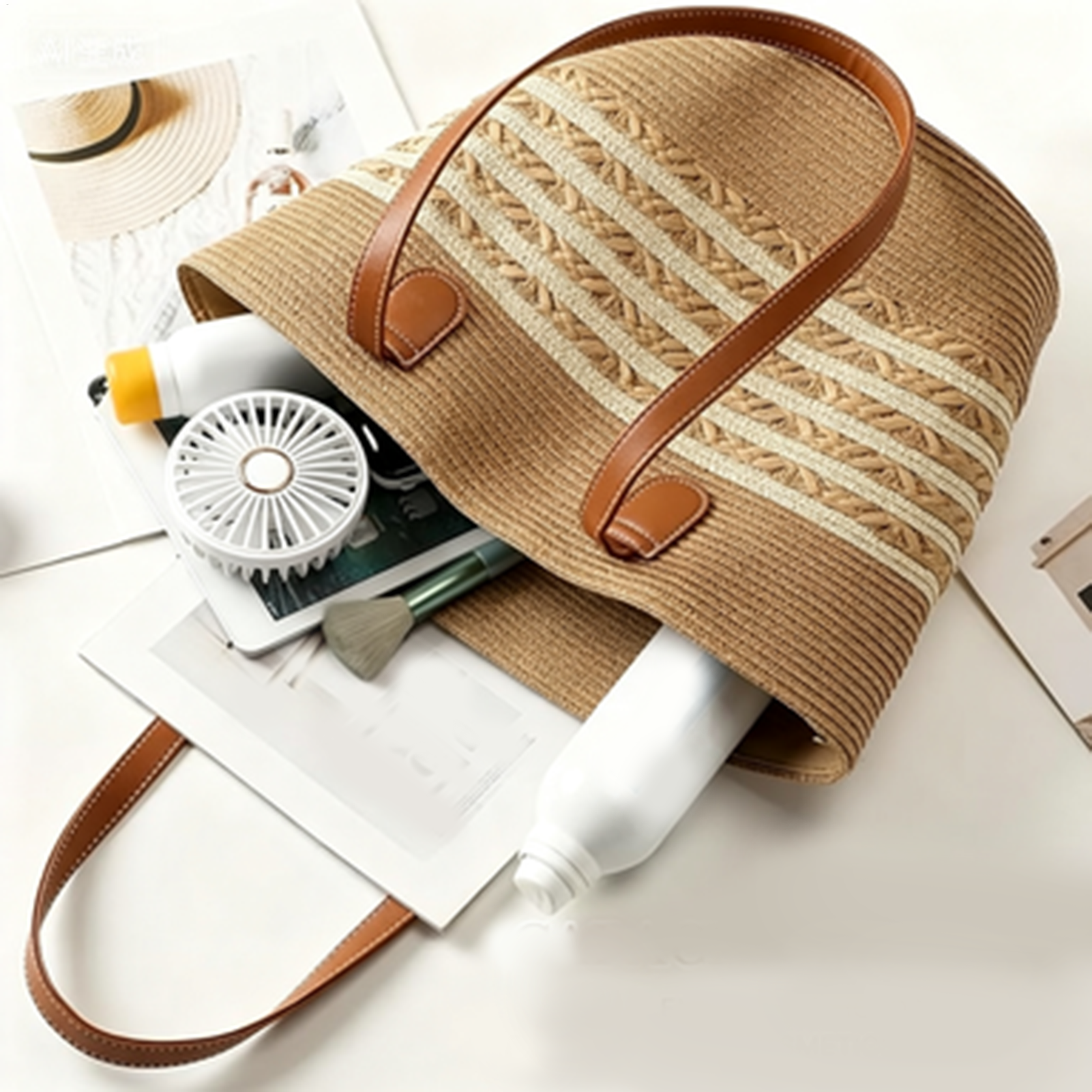 Women Bags Office - กระเป๋าโท้ททรงโบโฮขนาดใหญ่ ดีไซน์หรูหราทันสมัย พร้อมซิป เหมาะสำหรับผู้หญิง ใช้ได้ทั้งเดินทาง ท่องเที่ยว