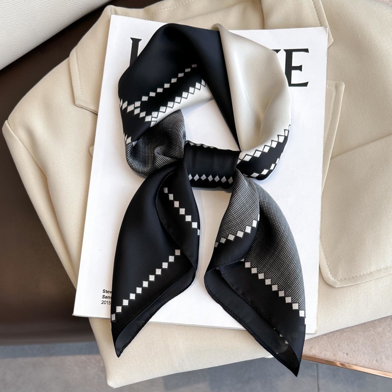 Women Bags Office - ใหม่หรูหรารูปแบบม้าผ้าไหมผ้าพันคอสแควร์สตรีซาติน Hairband Neckerchief สํานักงาน Hijab แถบคาดศีรษะ