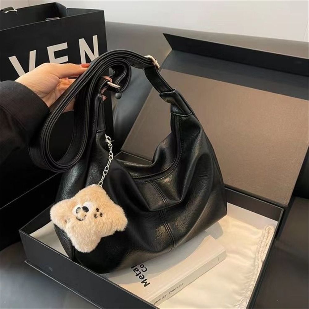 Hobo Bag Slouchy - กระเป๋าสะพายไหล่ทรงหลวมสำหรับผู้หญิง หนัง PU ความจุมาก กระเป๋าใต้วงแขน สไตล์เรโทร