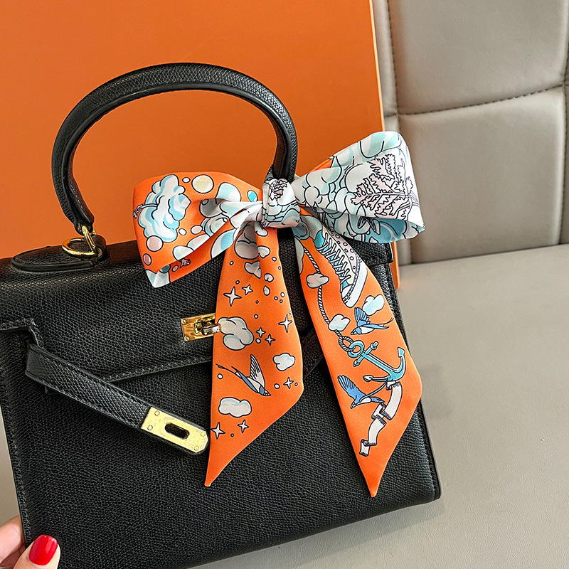 Women Bags H&M - 2024 อเนกประสงค์ใหม่พืชป่าสุภาพสตรี Pointy ริบบิ้นกระเป๋าถือริบบิ้นผ้าพันคอแพคเกจผมหัวจับริบบิ้นผ้าพันคอ