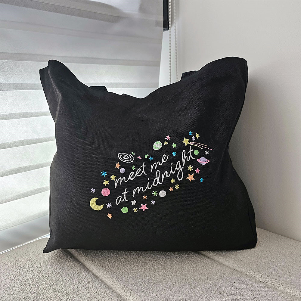 Women Bags Ck - กระเป๋าสะพายไหล่ผ้าใบผู้หญิงลายอวกาศเที่ยงคืนกระเป๋าช้อปปิ้งสไตล์เคป๊อปสำหรับผู้หญิงกระเป๋าถือแนวเรโทรผ้าคอตตอน