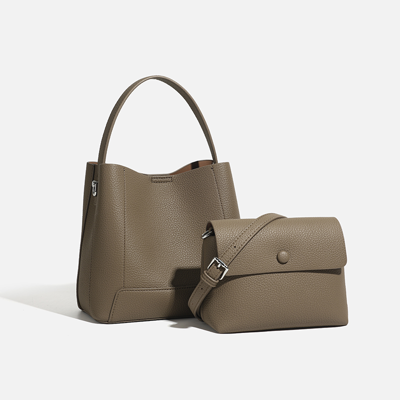 กระเป๋าหนังแท้สีเขียวมะกอกสำหร - Hobo Bag Slouchy บทวิจารณ์และราคา