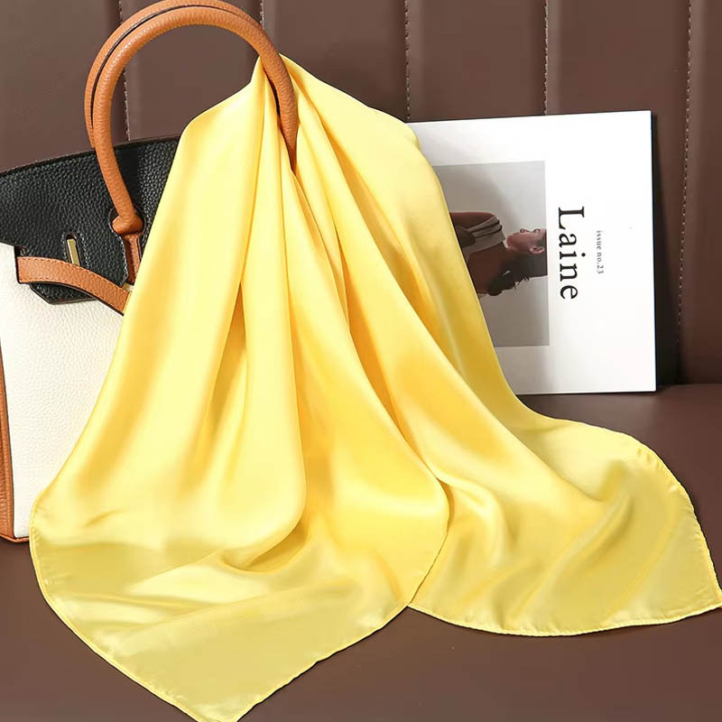 ผ้าพันคอไหมสีพื้นหรูหรา ผ้าซาต - Women Bags Office บทวิจารณ์และราคา