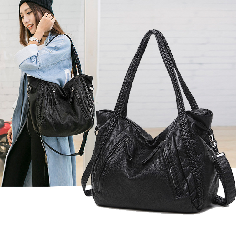 กระเป๋าถือสะพายไหล่หนังนิ่มสีด - Hobo Bag Slouchy บทวิจารณ์และราคา