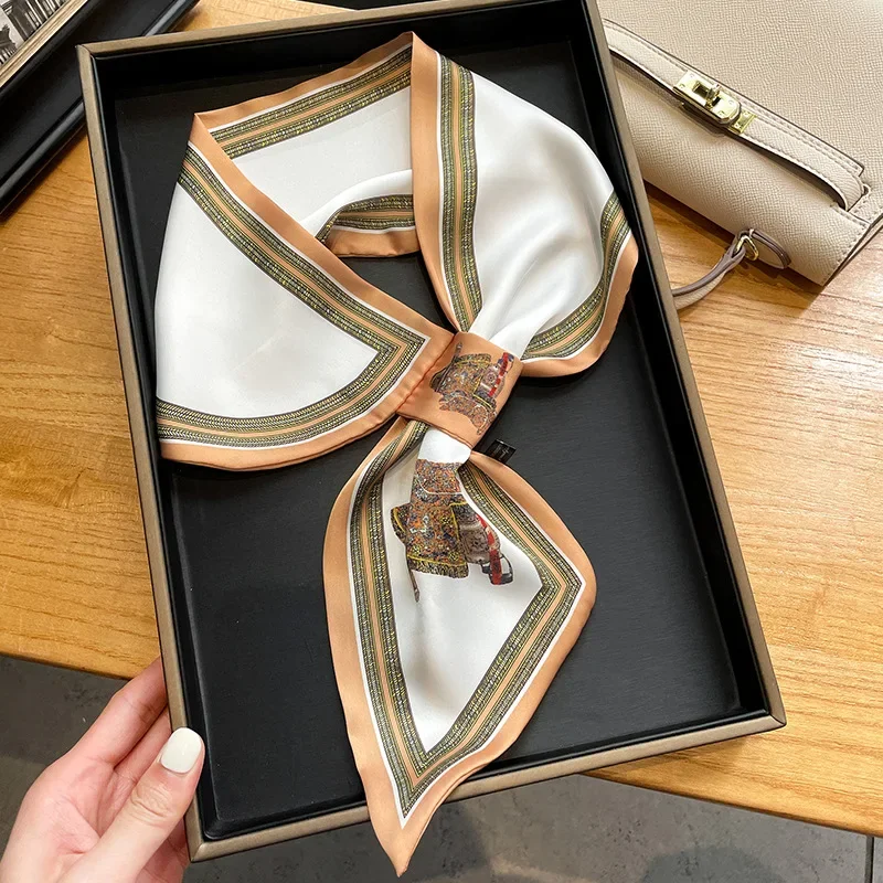 ผ้าพันคอผ้าไหมเข้ารูปพิมพ์ลายย - Women Bags Office บทวิจารณ์และราคา